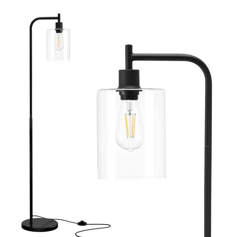 August Grove® Led Floor Lamp, With Hanging Glass Lamp Shade And Led